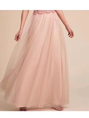 Jenny Yoo Blush Pink Tulle Maxi Skirt